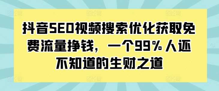 抖音SEO视频搜索优化获取免费流量挣钱，一个99%人还不知道的生财之道好项目网-专注分享网络创业项目落地实操课程 – 全网首发_高质量创业项目输出好项目网